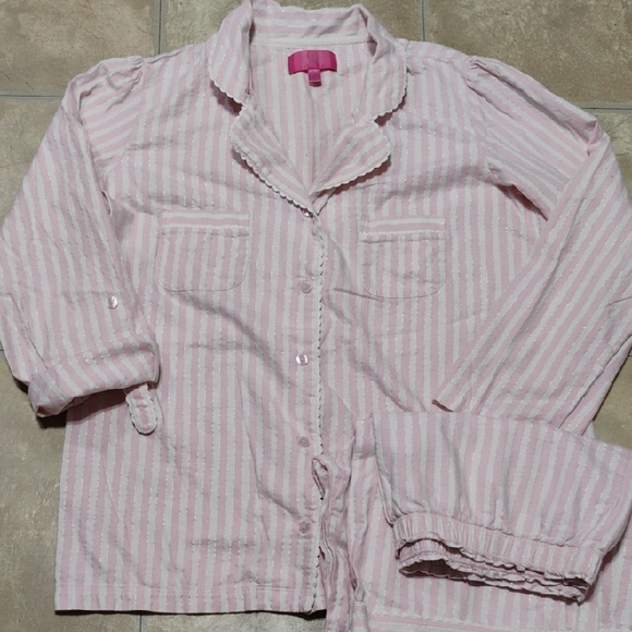 Victoria's Secret Other - Victoria's Secret Pink and White Striped Pajama Top & Bottoms